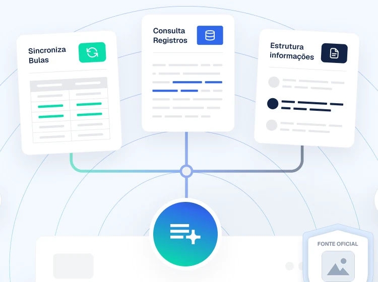 Bulas, registros e tabelas oficiais convergindo para o SKUFlow